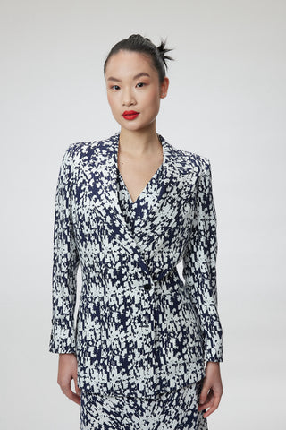 Alessandria Jacket - Classic double breasted  suit jacket in floral navy print