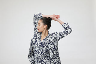 Alessandria Jacket - Classic double breasted  suit jacket in floral navy print