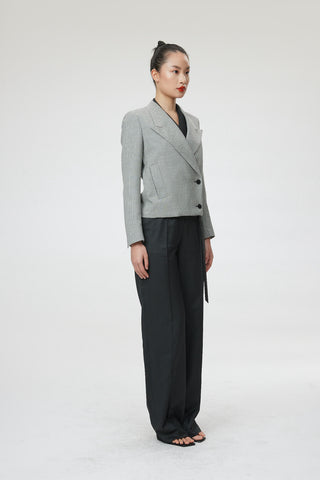 Milano Jacket - Short suit jacket in black & white Birdseye