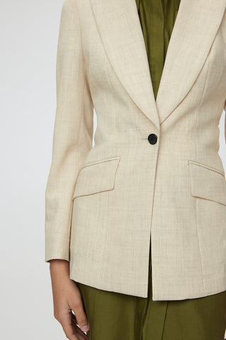 Montpellier Jacket - Slim fit one button belted suit jacket in sand