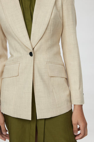 Montpellier Jacket - Slim fit one button belted suit jacket in sand