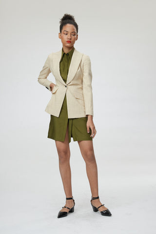 Montpellier Jacket - Slim fit one button belted suit jacket in sand