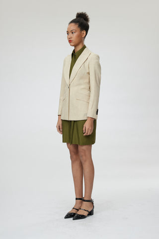 Montpellier Jacket - Slim fit one button belted suit jacket in sand