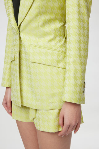 Montpellier Jacket - Slim fit one button belted suit jacket in lime green