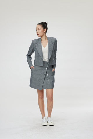 Verona Jacket- Cropped jacket in navy/white tweed