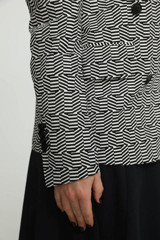 Brugg Jacket - Brugg Black & White Seersucker Print Jacket