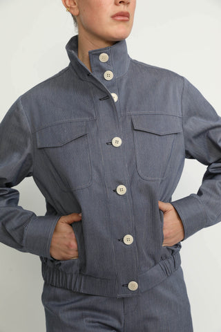 Colombier Jacket - Colombier Denim Blue Pinstripe Utility Jacket