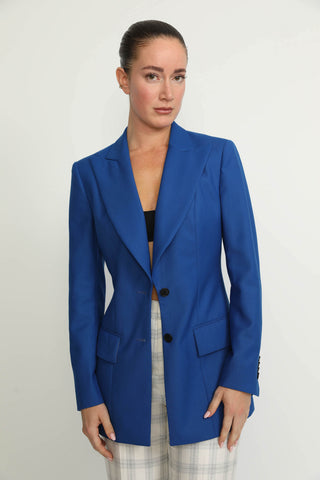 Sion Jacket - Sion Electric Blue Twill Fitted Jacket