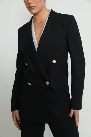 Amarante Jacket - Amarante Navy Basketweave Double Breasted Jacket