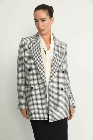 Amarante Jacket - Amarante White/Black Chinese Diamond Check Double Breasted Jacket