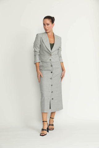 Barreiro Jacket - Barreiro Grey Diamond Twill Cropped Fitted Jacket