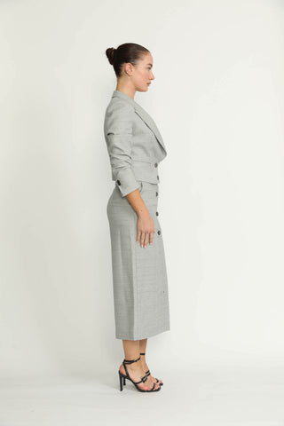 Barreiro Jacket - Barreiro Grey Diamond Twill Cropped Fitted Jacket