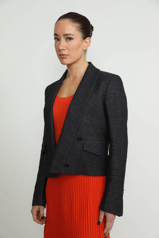 Grenoble Jacket - Grenoble Plain Black Double Breasted Short Jacket