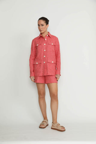 Rolle Shirt Jacket - Rolle Deep Pink Loose Fit Shirt Jacket