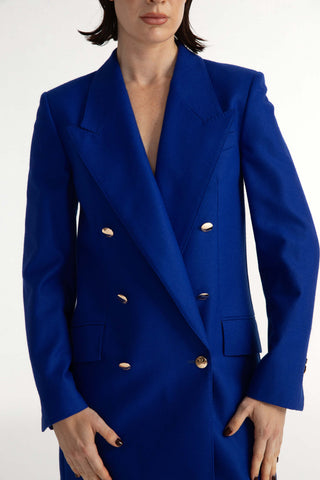 Amal Jacket - Double-breasted Jacket in electric blue