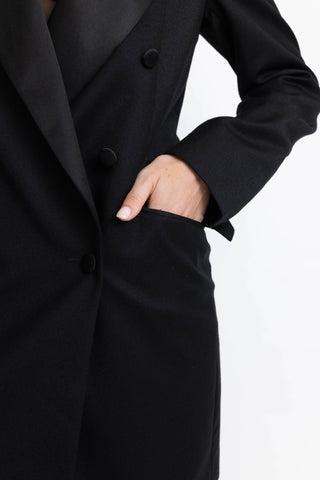 Amal Limited Edition Jacket - Tuxedo double-breasted jacket with satin lapel in black