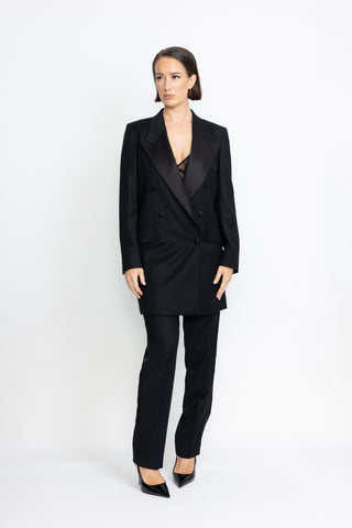 Amal Limited Edition Jacket - Tuxedo double-breasted jacket with satin lapel in black