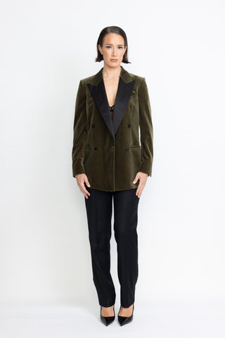 Amarante Limited Edition Jacket - Tuxedo style  jacket in forest green velvet