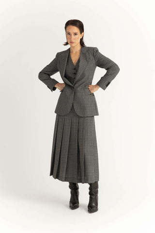 Amora Jacket - Single-breasted jacket in grey check