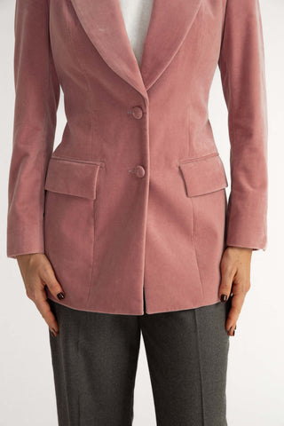 Sion Jacket - Hourglass fit jacket in blush velvet