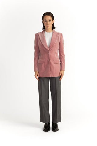 Sion Jacket - Hourglass fit jacket in blush velvet