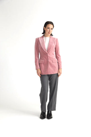 Sion Jacket - Hourglass fit jacket in blush velvet