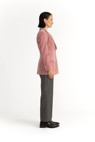 Sion Jacket - Hourglass fit jacket in blush velvet