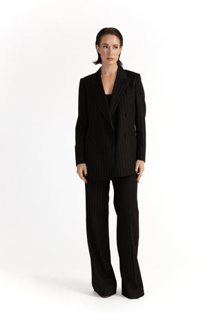 Amarante Jacket - Boyfriend cut jacket in black pinstripe