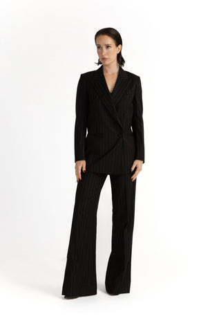 Amarante Jacket - Boyfriend cut jacket in black pinstripe