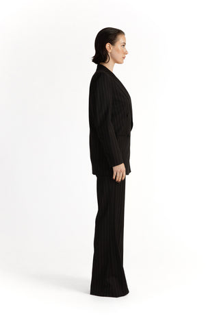 Amarante Jacket - Boyfriend cut jacket in black pinstripe