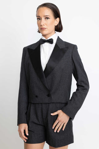 Solna Limited Edition Jacket - Cropped jacket in charcoal pinstripe