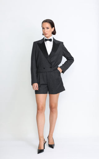 Solna Limited Edition Jacket - Cropped jacket in charcoal pinstripe