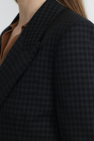 Amarante Jacket - Double breasted suit jacket in black check