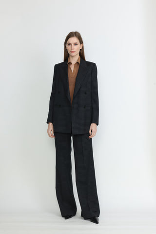 Amarante Jacket - Double breasted suit jacket in black check