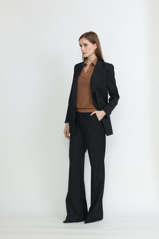 Amarante Jacket - Double breasted suit jacket in black check