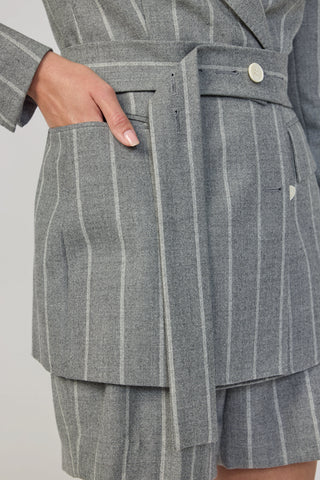 Almada Jacket - Double breasted  jacket in grey pinstripe