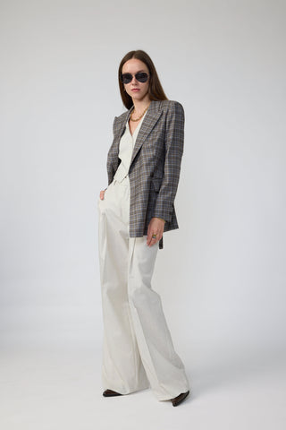 Almada Jacket - Double breasted jacket in brown tartan