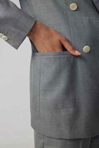 Amarante Jacket - Double breasted suit jacket in silver grey