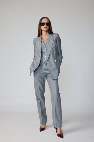 Amarante Jacket - Double breasted suit jacket in silver grey