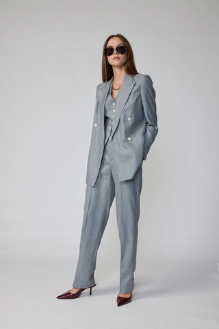 Amarante Jacket - Double breasted suit jacket in silver grey