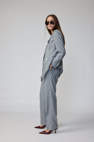 Amarante Jacket - Double breasted suit jacket in silver grey