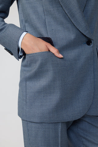 Canberra Jacket & Castelo Branco Trousers in Blue Dogtooth
