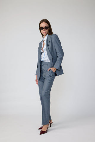Canberra Jacket & Castelo Branco Trousers in Blue Dogtooth