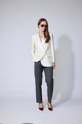 Canberra Jacket Limited Edition- Shawl lapel jacket in white