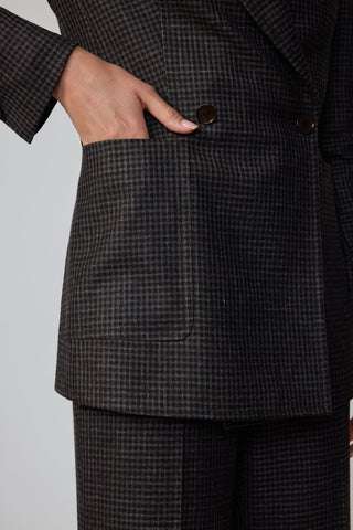 Nora Jacket - Casual jacket in brown glencheck