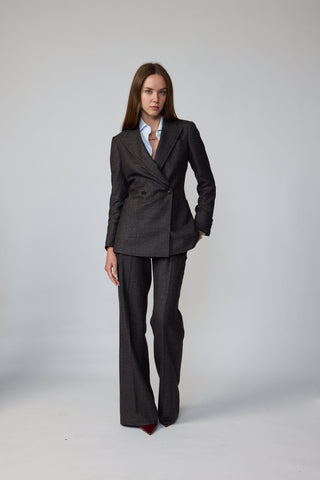 Nora Jacket & Bordeaux Trousers in Brown Glencheck