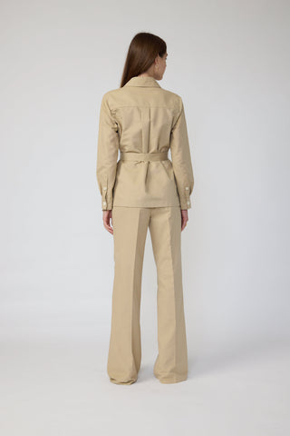 Rolle Belt Jacket & Bordeaux Trousers in Camel