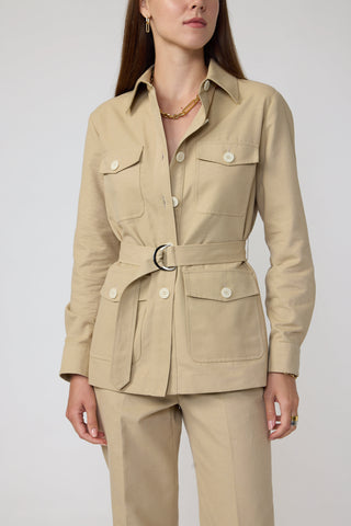 Rolle Belt Jacket - Loose fit shirt jacket with belt in camel