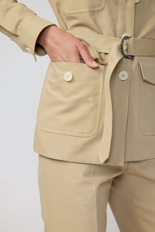 Rolle Belt Jacket - Loose fit shirt jacket with belt in camel