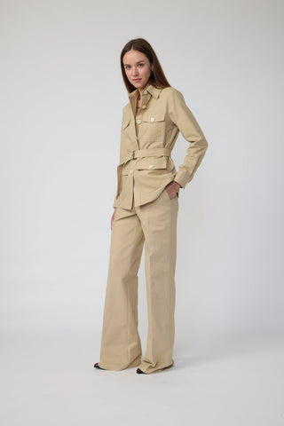 Rolle Belt Jacket - Loose fit shirt jacket with belt in camel